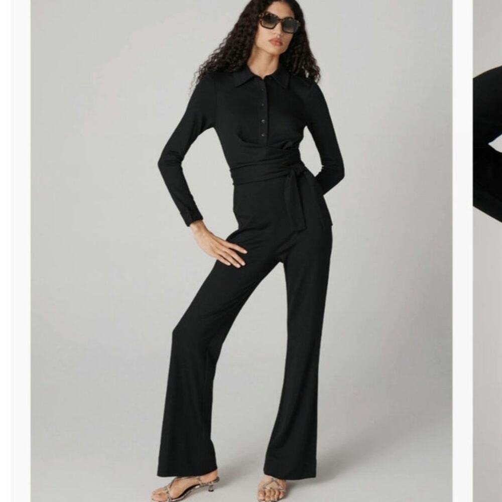 Diane Von Furstenberg Black Michele Jumpsuit Size: XS